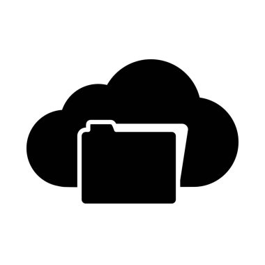 çevrimiçi öğrenme kavramı, bulut depolama ve dizin simgesi, siluet biçimi
