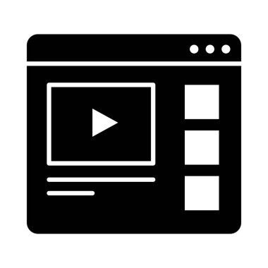 çevrimiçi öğrenme kavramı, video oynatıcı simgesi olan web sayfası, siluet biçimi