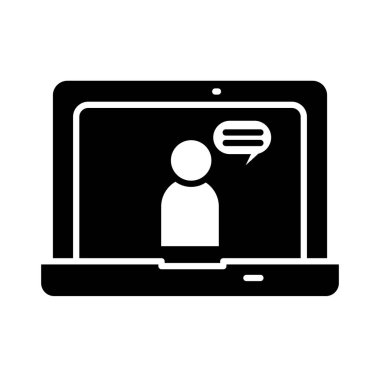 Çevrimiçi öğrenme kavramı, ekranda online sınıfı olan dizüstü bilgisayar, siluet biçimi