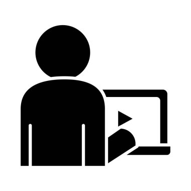 çevrimiçi öğrenme kavramı, dizüstü bilgisayarlı avatar kişi öğrenme, siluet biçimi