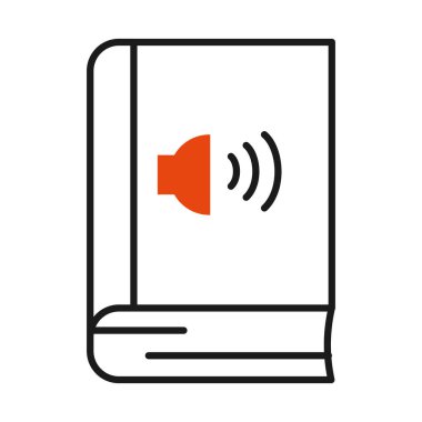 çevrimiçi öğrenme kavramı, hoparlörlü kitap, yarı satır yarı renk tarzı