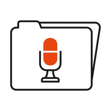 çevrimiçi öğrenme kavramı, mikrofon simgesi içeren dizin, yarı satır yarı renk biçimi