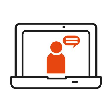 Çevrimiçi öğrenme kavramı, ekranda online sınıfı olan dizüstü bilgisayar, yarı çizgi yarı renk