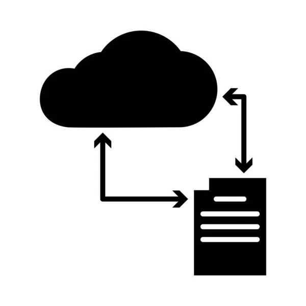 Conceito de aprendizagem on-line, armazenamento em nuvem e ícone de documento de educação, estilo silhueta — Vetor de Stock