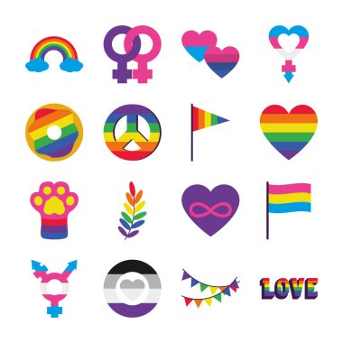 queer sembolleri ve LGBT gurur simgesi kümesi, düz biçim