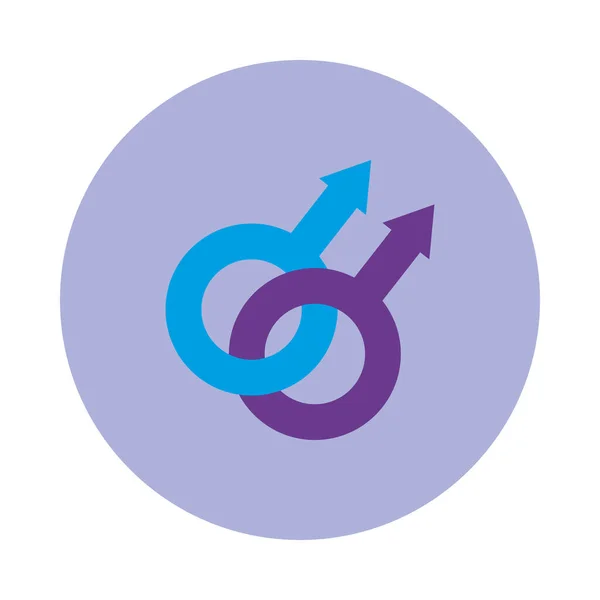 Σύμβολο φύλου Ομοφυλοφιλία ΛΟΑΤ σύμβολα, Gay σύμβολο, στυλ μπλοκ — Διανυσματικό Αρχείο