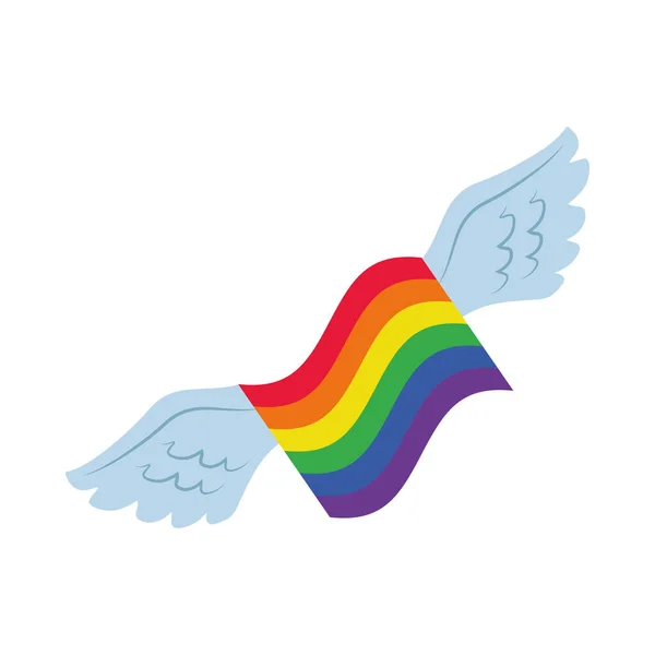 Bandera de orgullo con alas icono, estilo plano — Vector de stock