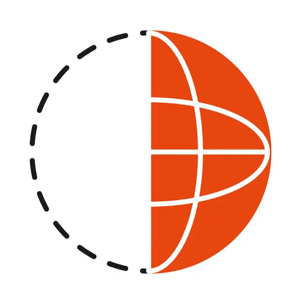 Moitié icône de la sphère globale, moitié ligne moitié style couleur — Image vectorielle