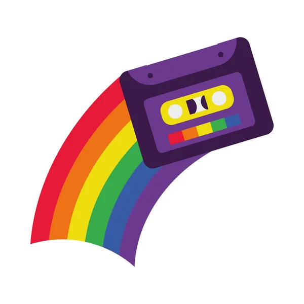 Концепция гордости, кассета и радуга икона, плоский стиль — стоковый вектор