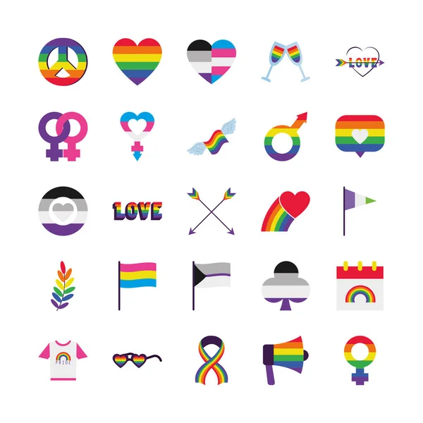 Стрелки и набор значков гордости ЛГБТ, плоский стиль — стоковый вектор