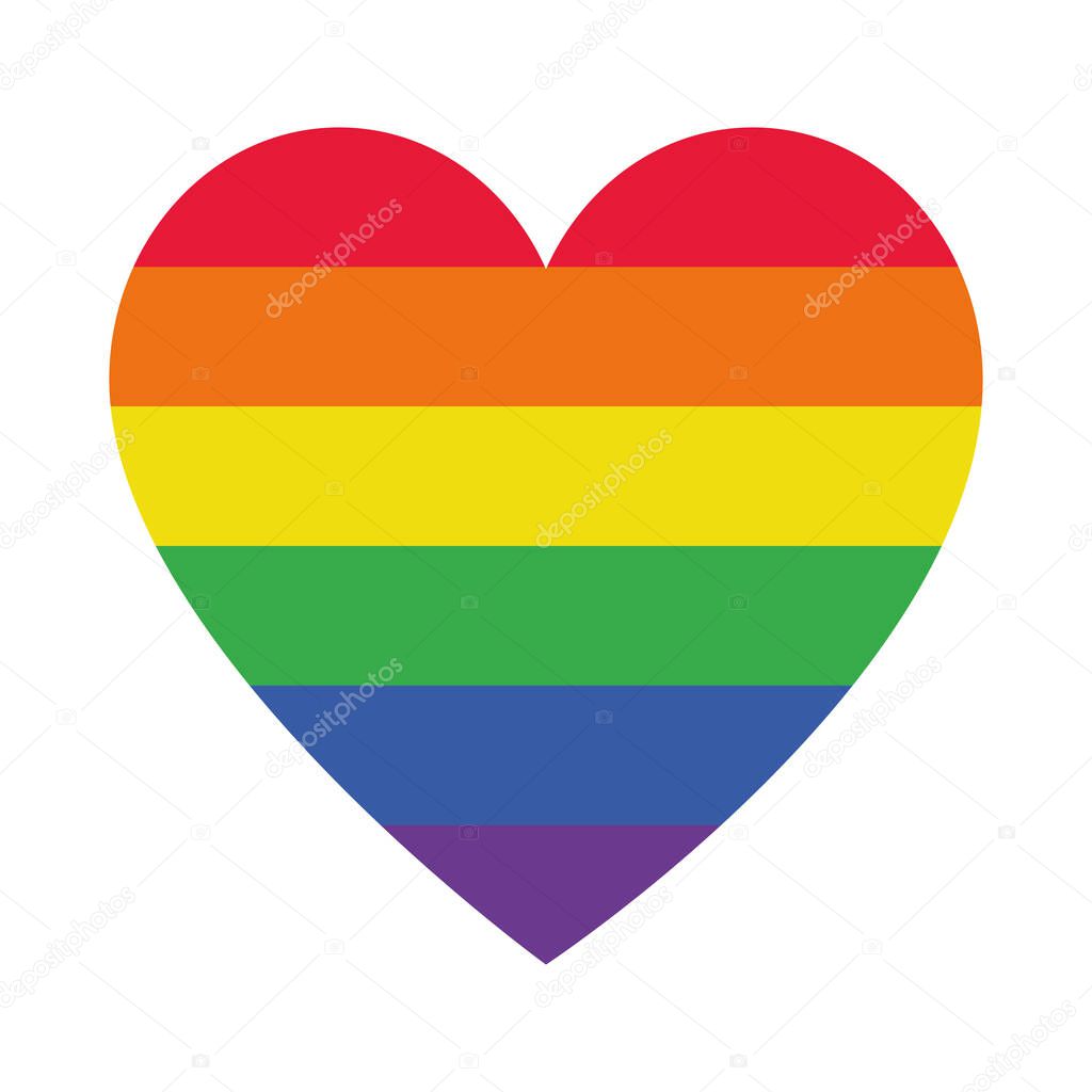 pride heart icon, flat style