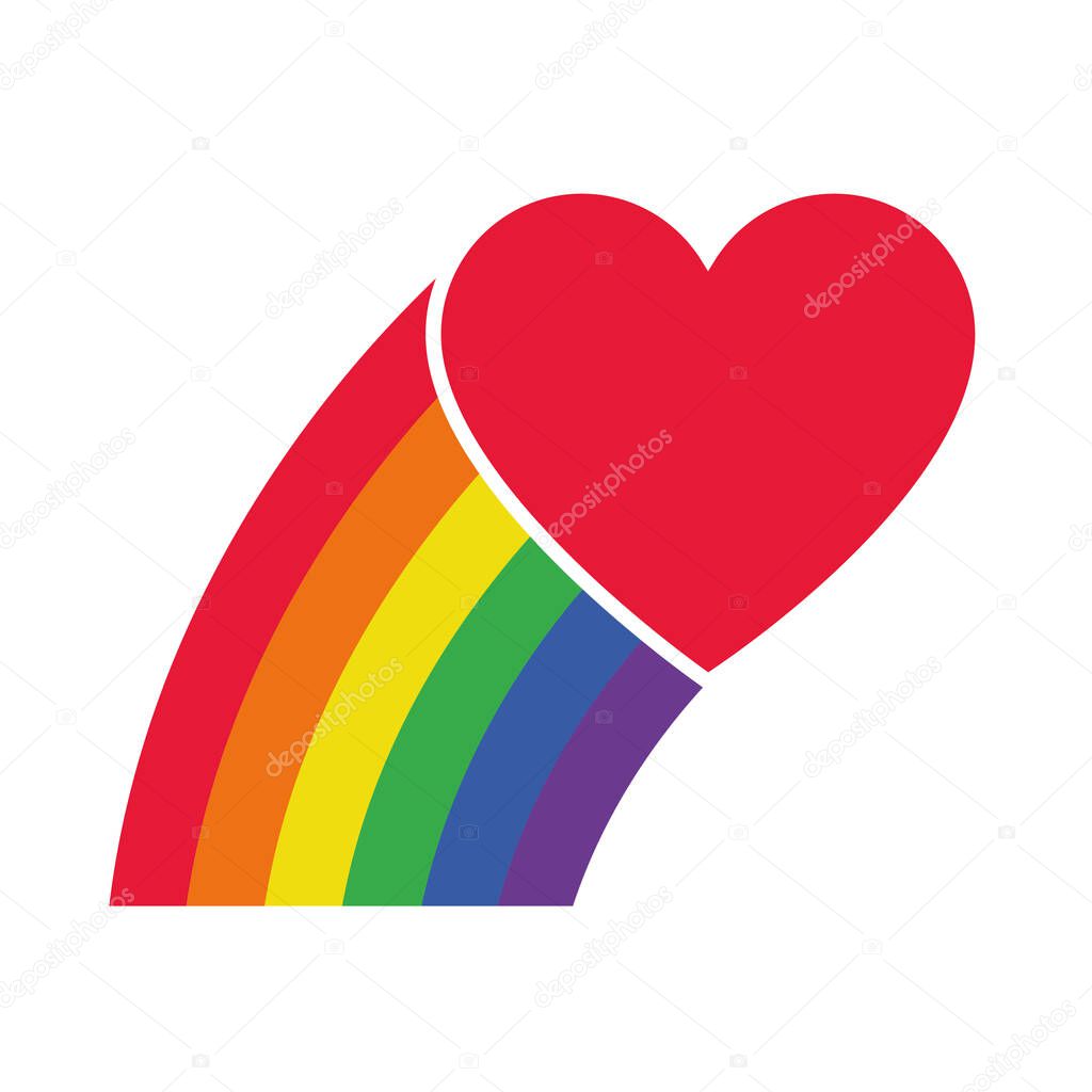pride concept, heart and rainbow icon, flat style