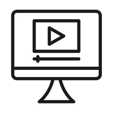 Ekran simgesinde video oynatıcı olan bilgisayar, satır biçimi