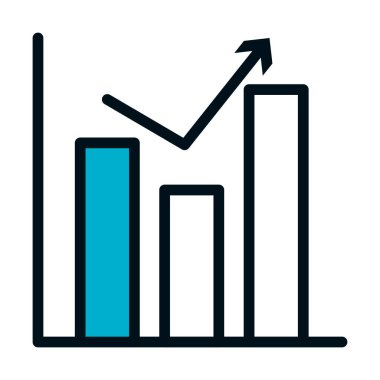 Yükselen ok simgesine sahip grafik çubuğu char, yarı renk yarı satır biçimi