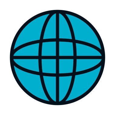 küresel küre simgesi, yarı renk yarı çizgi biçimi