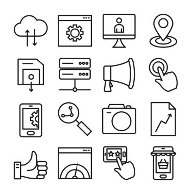 megafon, Seo ve pazarlama çevrimiçi simge seti, satır biçimi