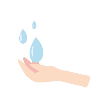 Su el düz biçim ikon vektör tasarımı üzerine damlar