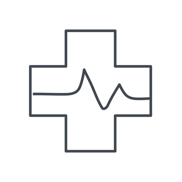 Медицинский крест с дизайном иконок в стиле импульсной линии — стоковый вектор