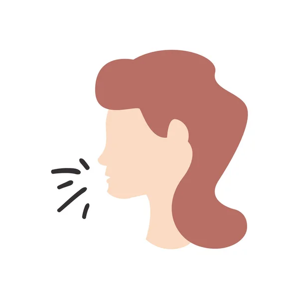 干咳扁平女性头颅图标矢量设计 — 图库矢量图片