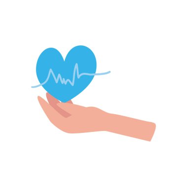 El düz simge vektör tasarımı üzerinde kalp atışı