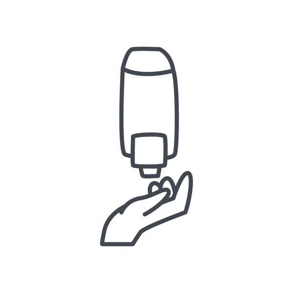 Hand onder zeepdispenser lijn stijl pictogram vector ontwerp — Stockvector