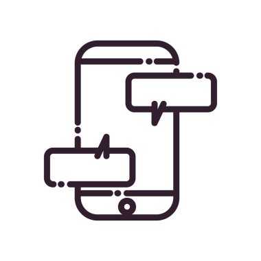 İletişim baloncukları çizgisi biçim vektör tasarımlı akıllı telefon