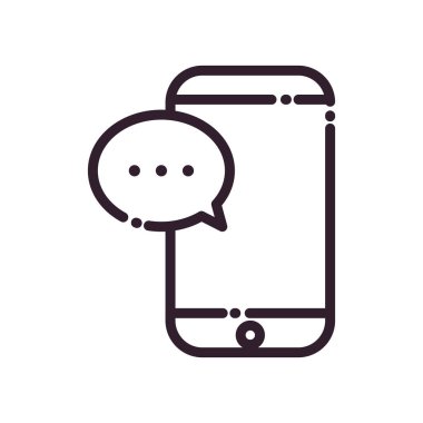 İletişim baloncuğu çizgisi biçim vektör tasarımlı akıllı telefon