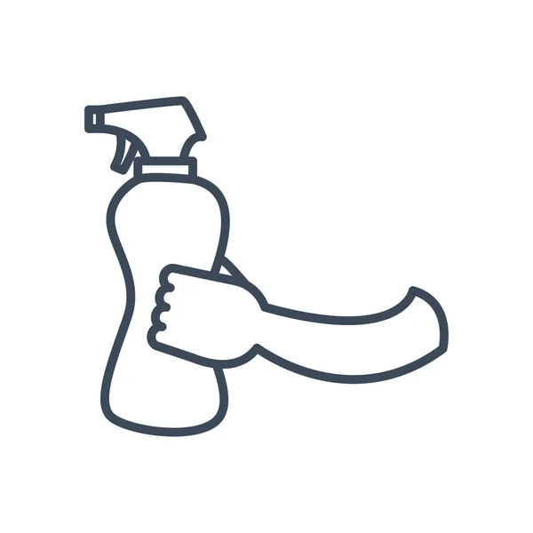 Ręka z alkoholem spray linii styl ikona wektor projektu — Wektor stockowy
