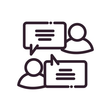 İletişim baloncukları çizgi biçimi vektör tasarımı içeren avatarlar