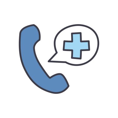 Kabarcık düz biçim vektör tasarımı içinde telefon ve tıbbi haç