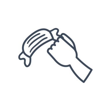 Tıbbi maske çizgisi biçim vektör tasarımı ile el