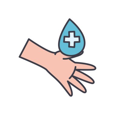 İçerideki el ve sağlık haçı düz biçim vektör tasarımı