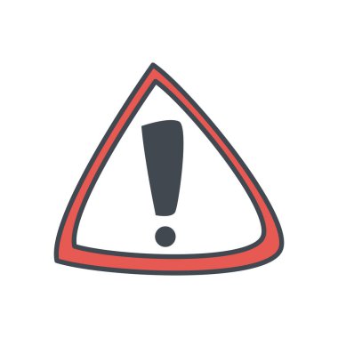 Uyarı üçgeninin içinde ünlem işareti düz biçim vektör tasarımı