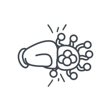 Boks eldiveni covid 19 virüs çizgisi biçim vektör tasarımı