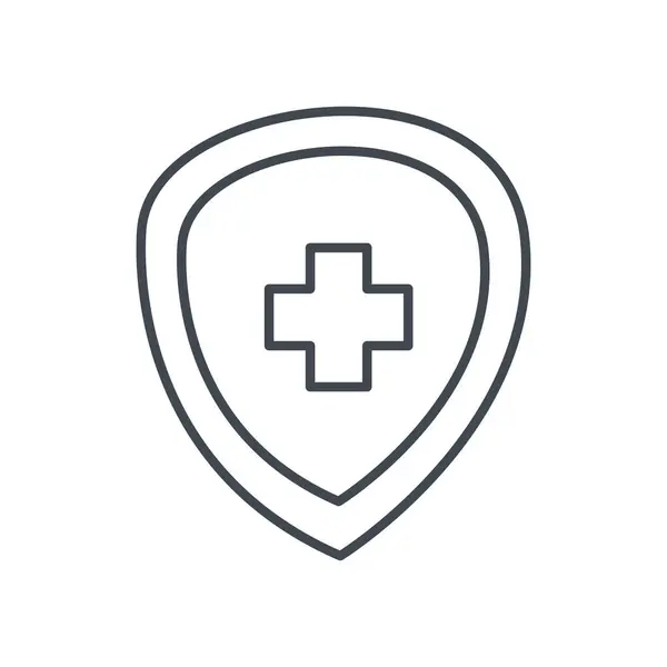 Médico cruz dentro escudo línea estilo icono vector diseño — Archivo Imágenes Vectoriales
