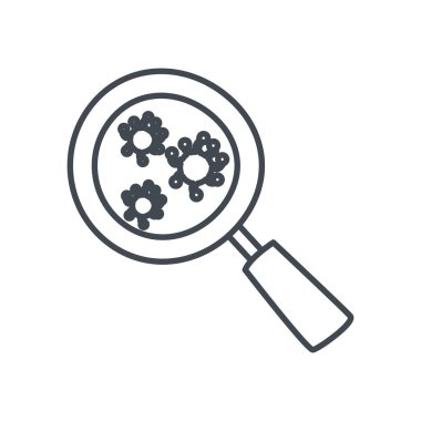 Lupe çizgisi biçim vektör tasarımı içindeki Covid 19 virüsü