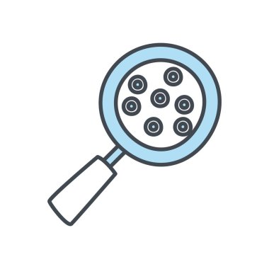 Lupe düz biçim vektör tasarımının içindeki virüs