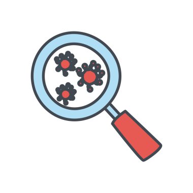 Lupe düz biçim vektör tasarımı içindeki Covid 19 virüsü