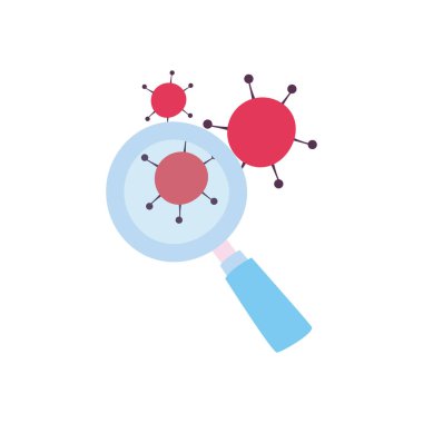 Covid 19 virüsü düz stil ikon vektör tasarımlı Lupe