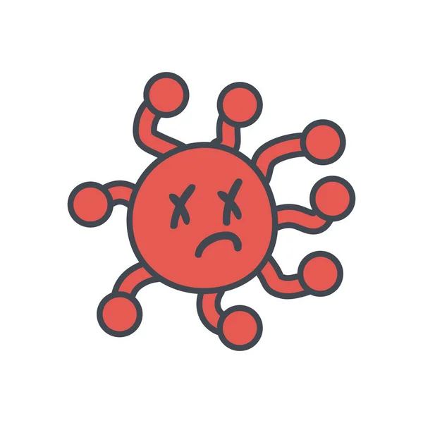 Covid 19 dead virus cartoon flat style icon vector design — Stock Vector