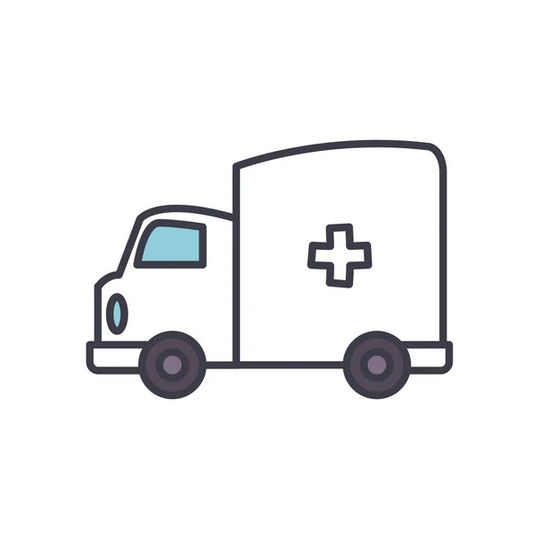 Médico cruz dentro de la ambulancia estilo plano icono de diseño vectorial — Vector de stock