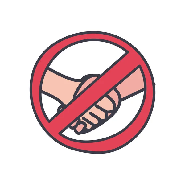 Prohibido dar manos planas icono de estilo diseño de vectores — Vector de stock