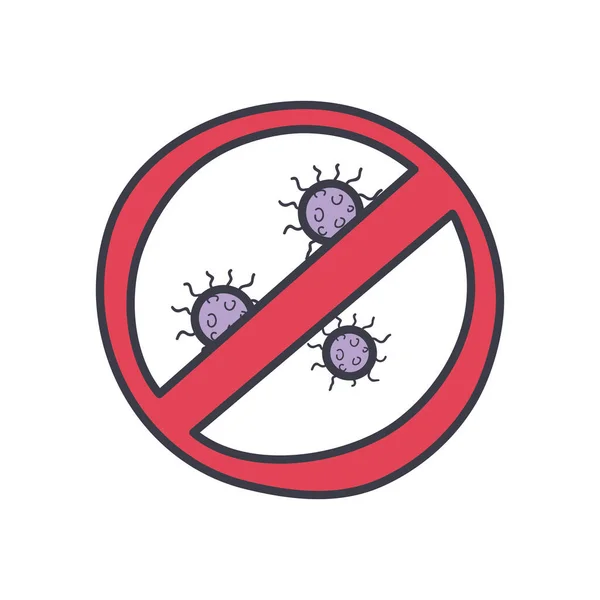 No covid 19 virus de estilo plano icono de diseño de vectores — Vector de stock