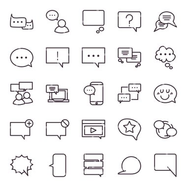 İletişim baloncukları satır biçim ikonu vektör tasarımı