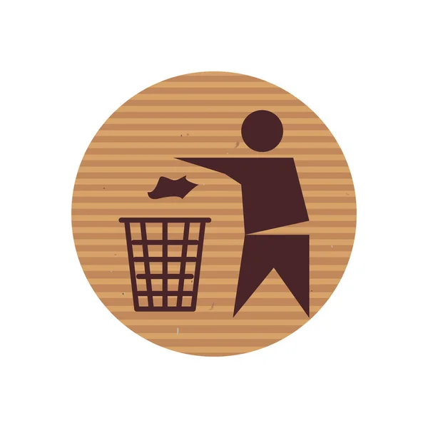 Avatar isolé avec conception vectorielle d'icône de style de ligne de poubelle — Image vectorielle