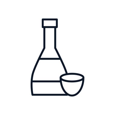 sake Japon şişe çizgisi tarzı ikon