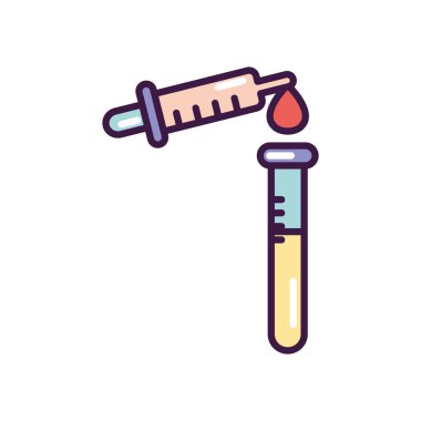 Şırınga ve test tüp simgesi, satır renk biçimi