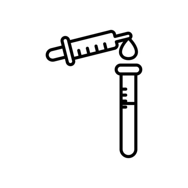 Jeringa y tubo de ensayo icono, estilo de línea — Vector de stock