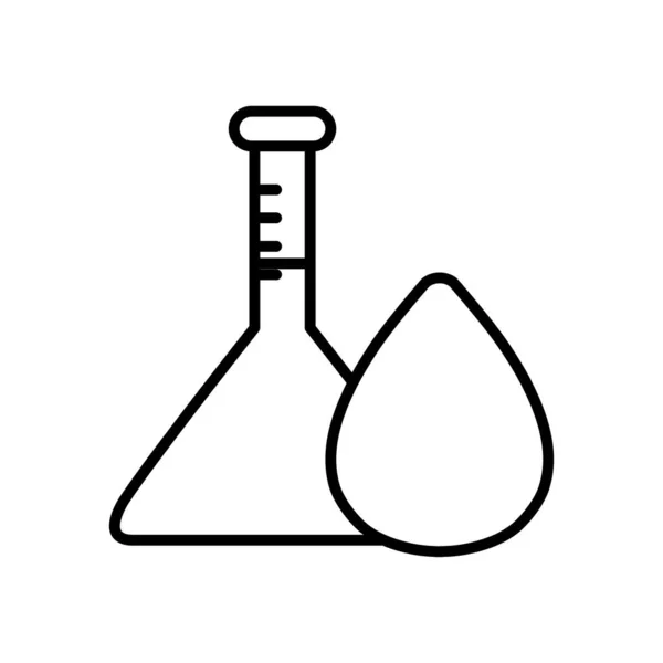 Kolba chemiczna i ikona kropli wody w stylu linii — Wektor stockowy