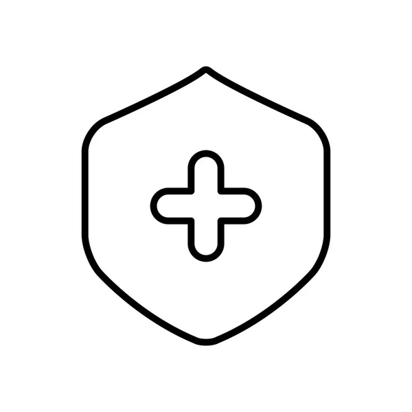 Escudo con icono de cruz médica, estilo de línea — Vector de stock